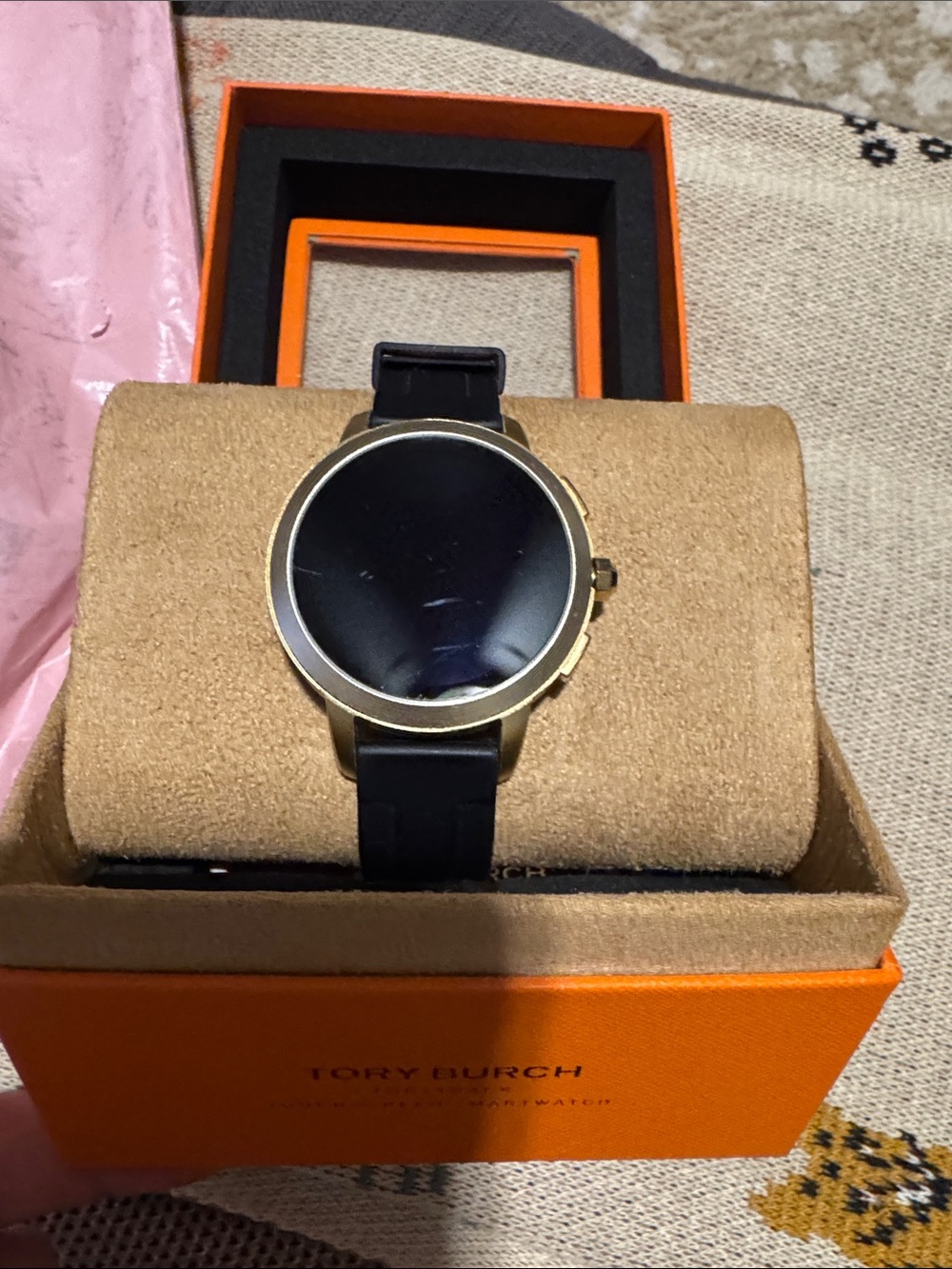 Tory Burch Black and Gold-Tone Touchscreen Smartwatch